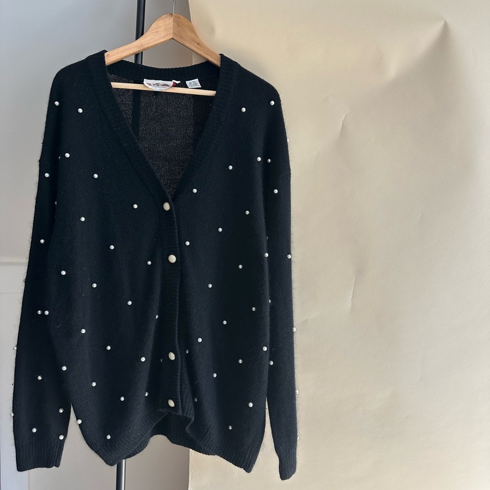 Vintage Faux Pearl Embellished Cardigan (Sized L-XXL)